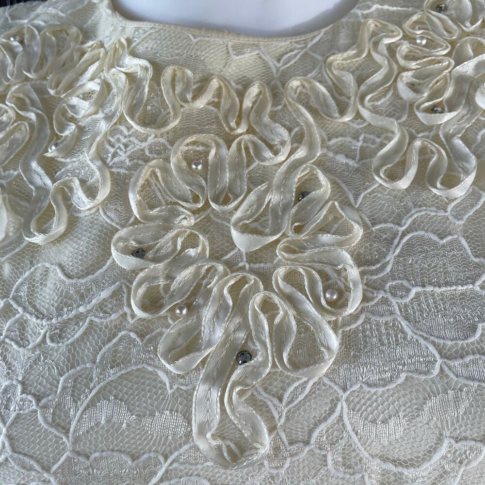 🔥VTG Jessica Howard Lace Embroider Puffed Sleeve Formal Wedding Romantic Dress - Picture 7 of 16